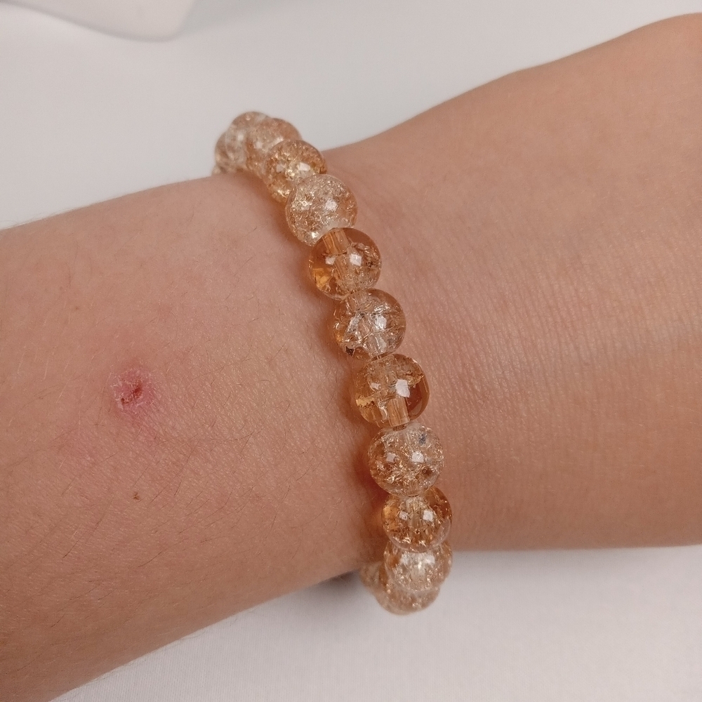 Amber colored beaded bracelet